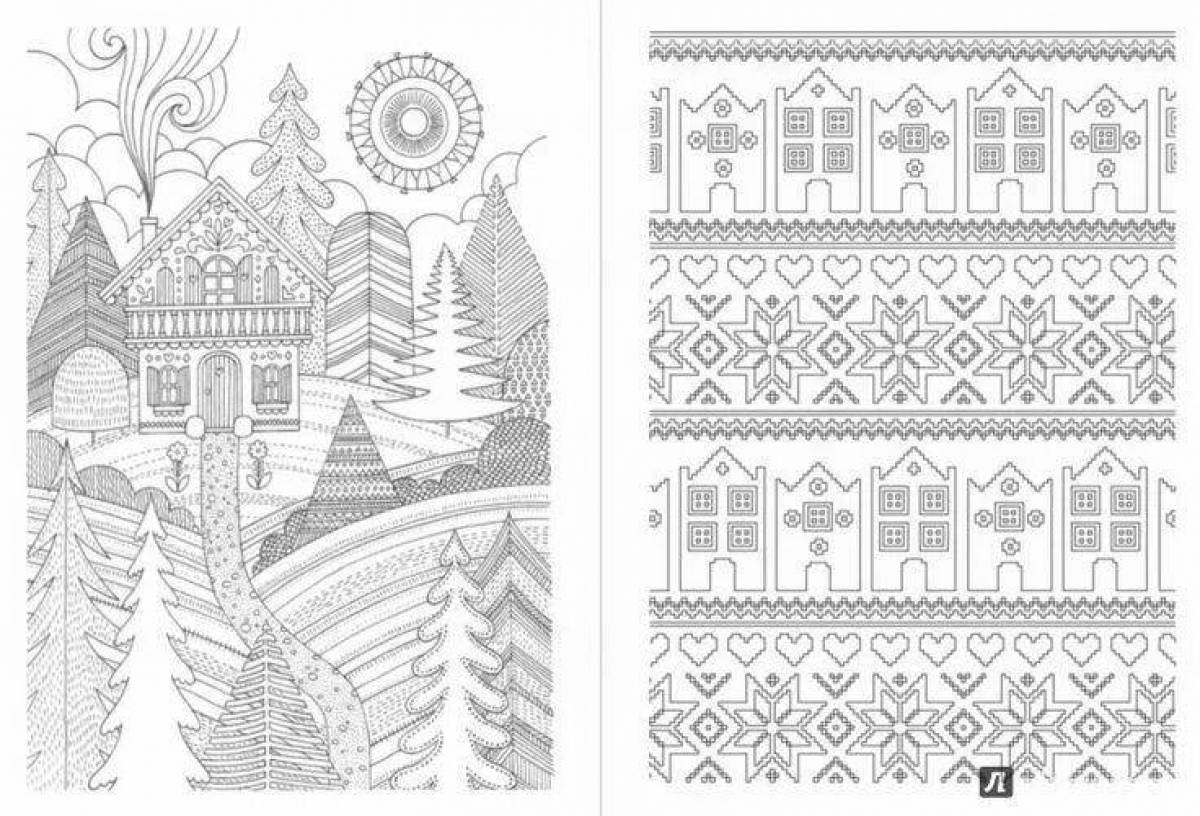 Coloring book magical belarusian ornament