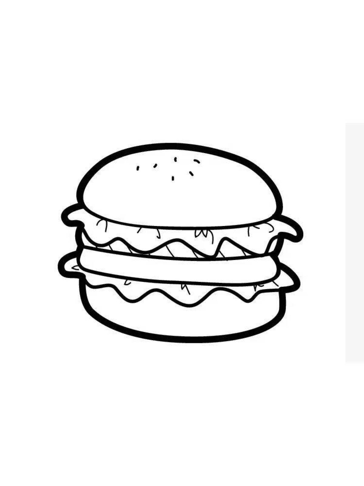 Fun burger coloring page for kids