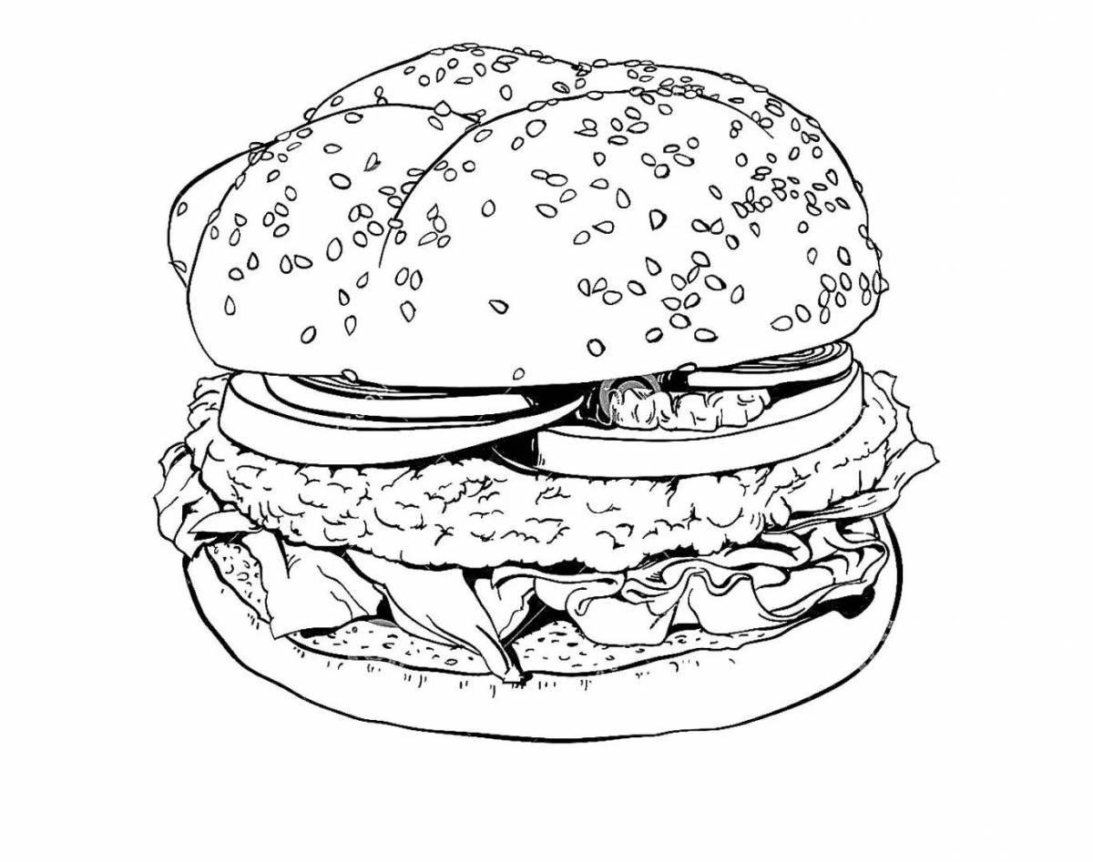 Bright burger coloring page for kids