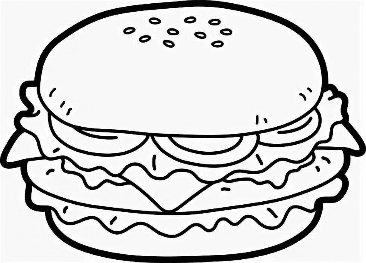 Attractive burger coloring book for kids