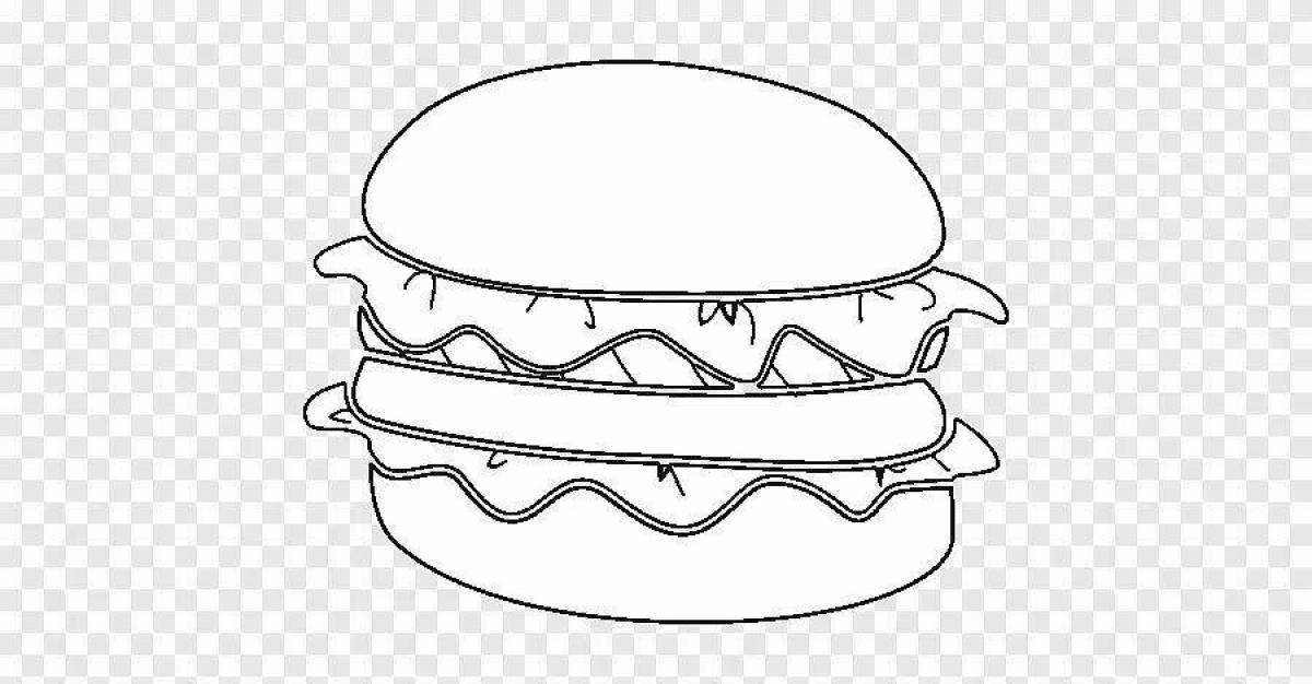 Playful burger coloring page for kids