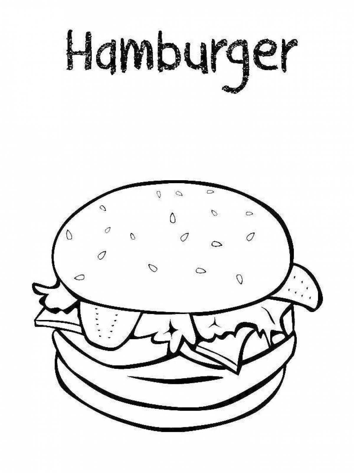 Забавная раскраска гамбургеров для детей