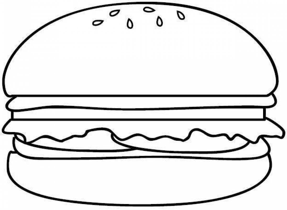 Adorable burger coloring page for kids