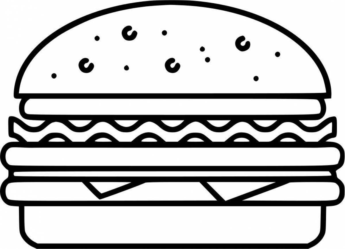 Cute burger coloring pages for kids