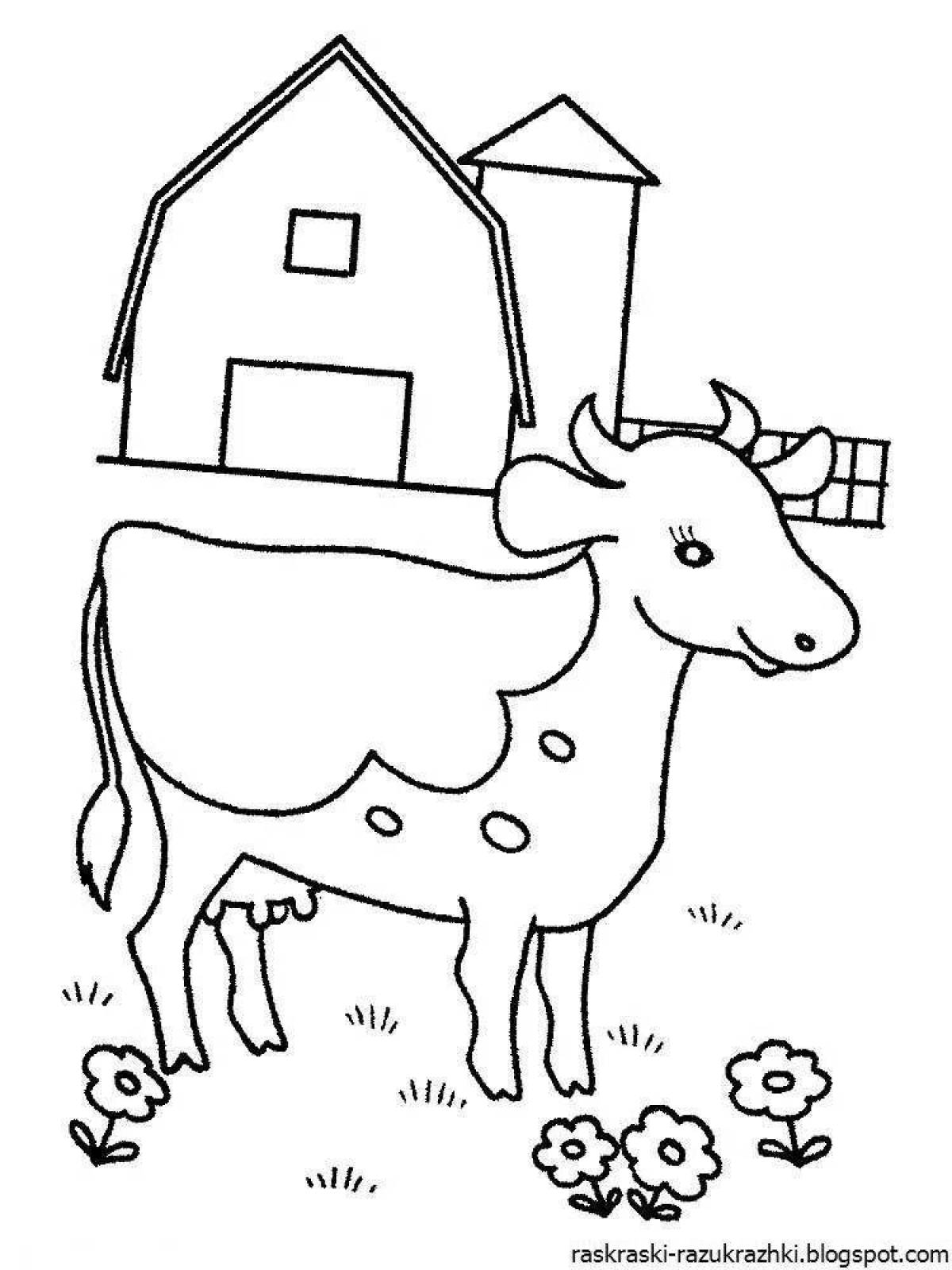 Coloring page happy village for kids