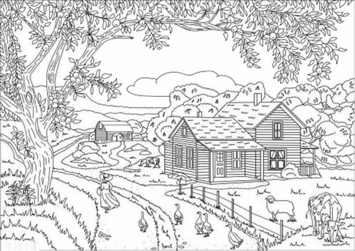 Glorious village coloring pages for kids