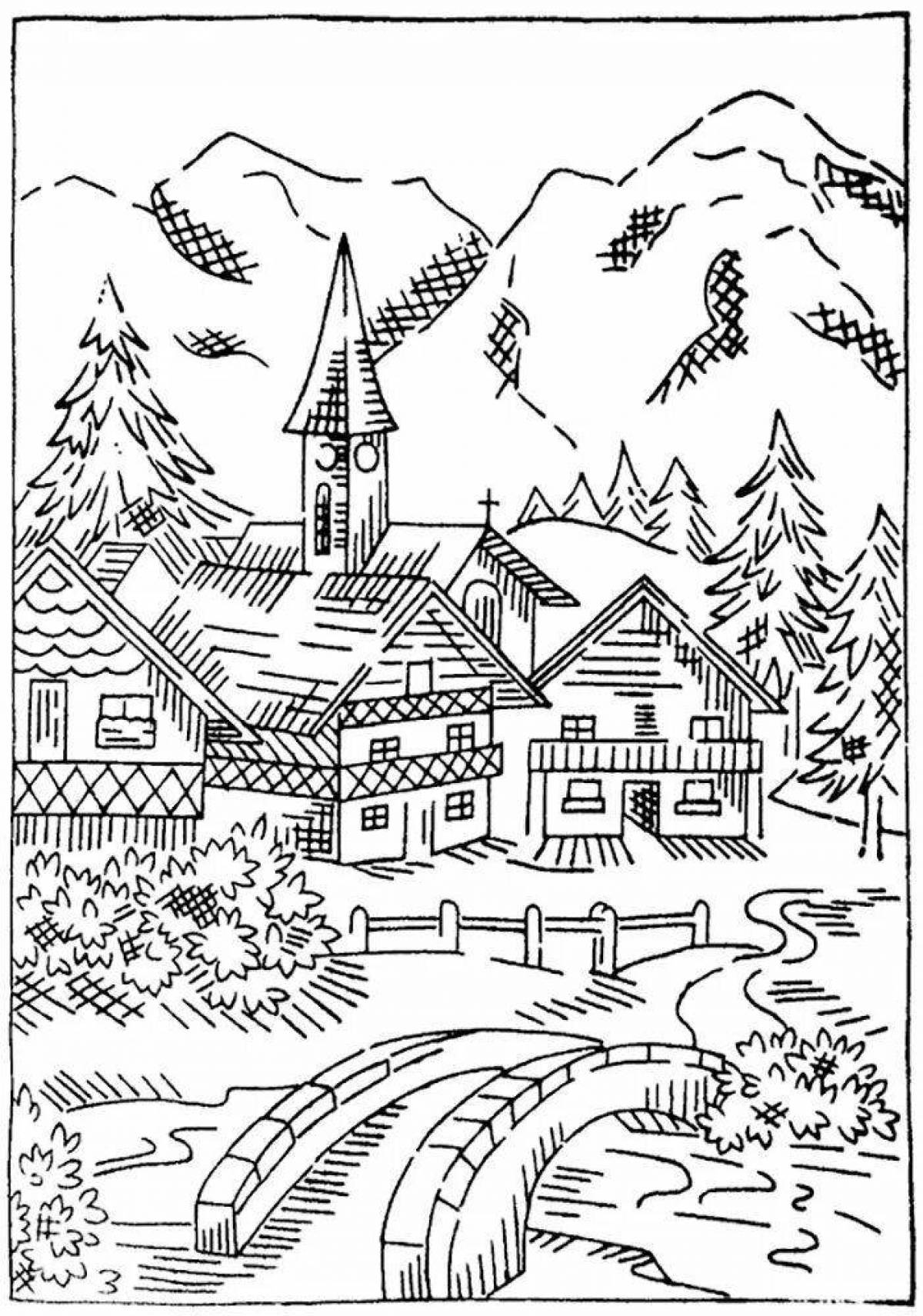 Great village coloring book for kids