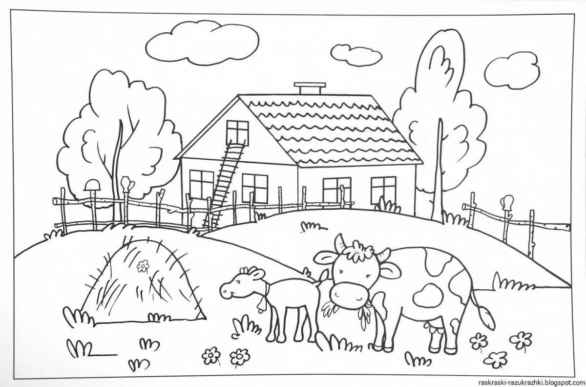 Color-fantastic village coloring pages for kids