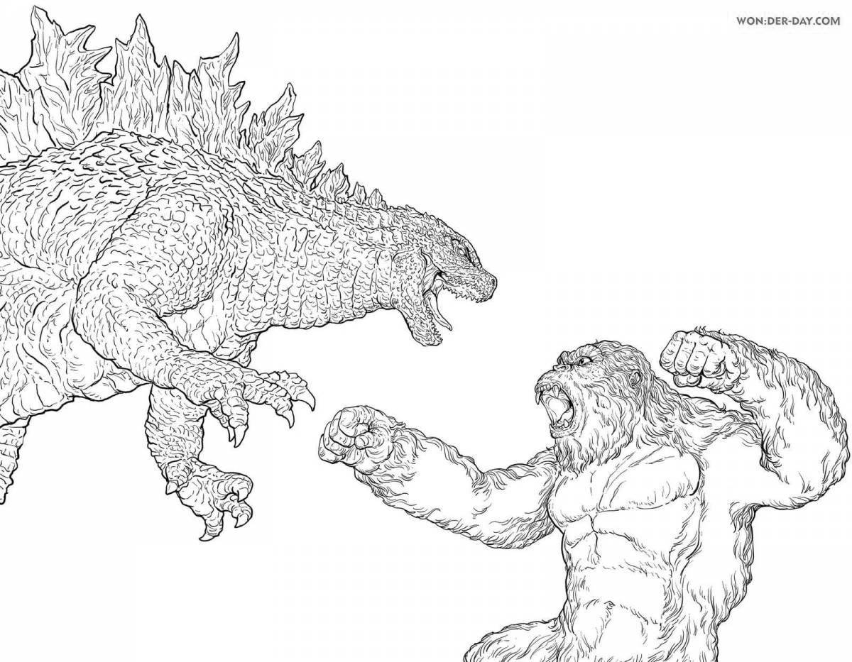 Godzilla vs Kong coloring page in vibrant colors
