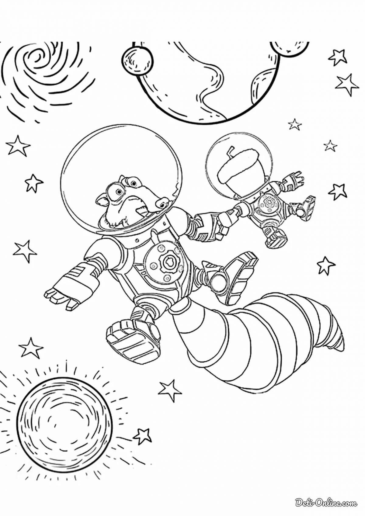 Bright space cartoon coloring book