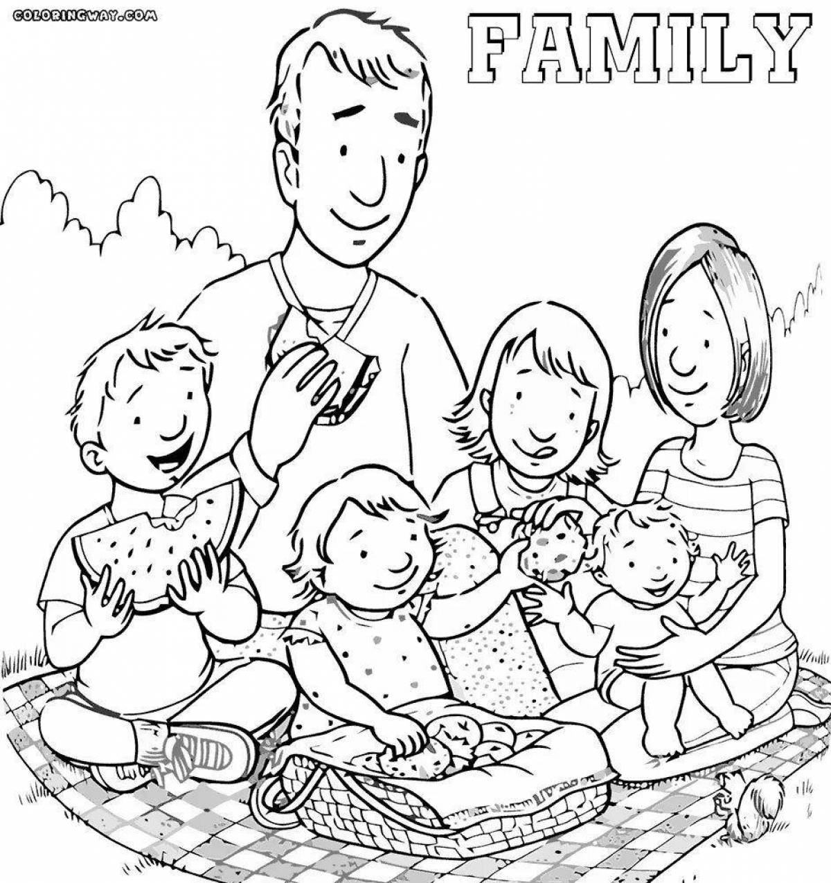 Delightful coloring book family of 4