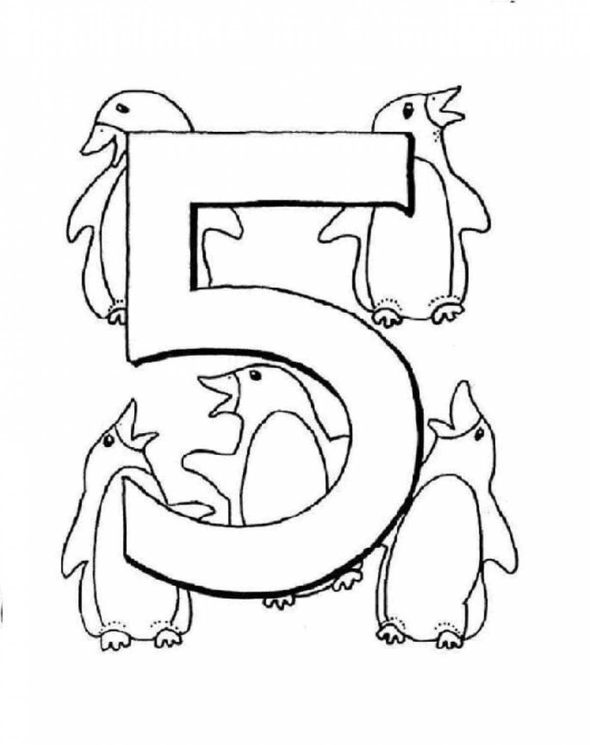 Joyful number 5 coloring pages for kids