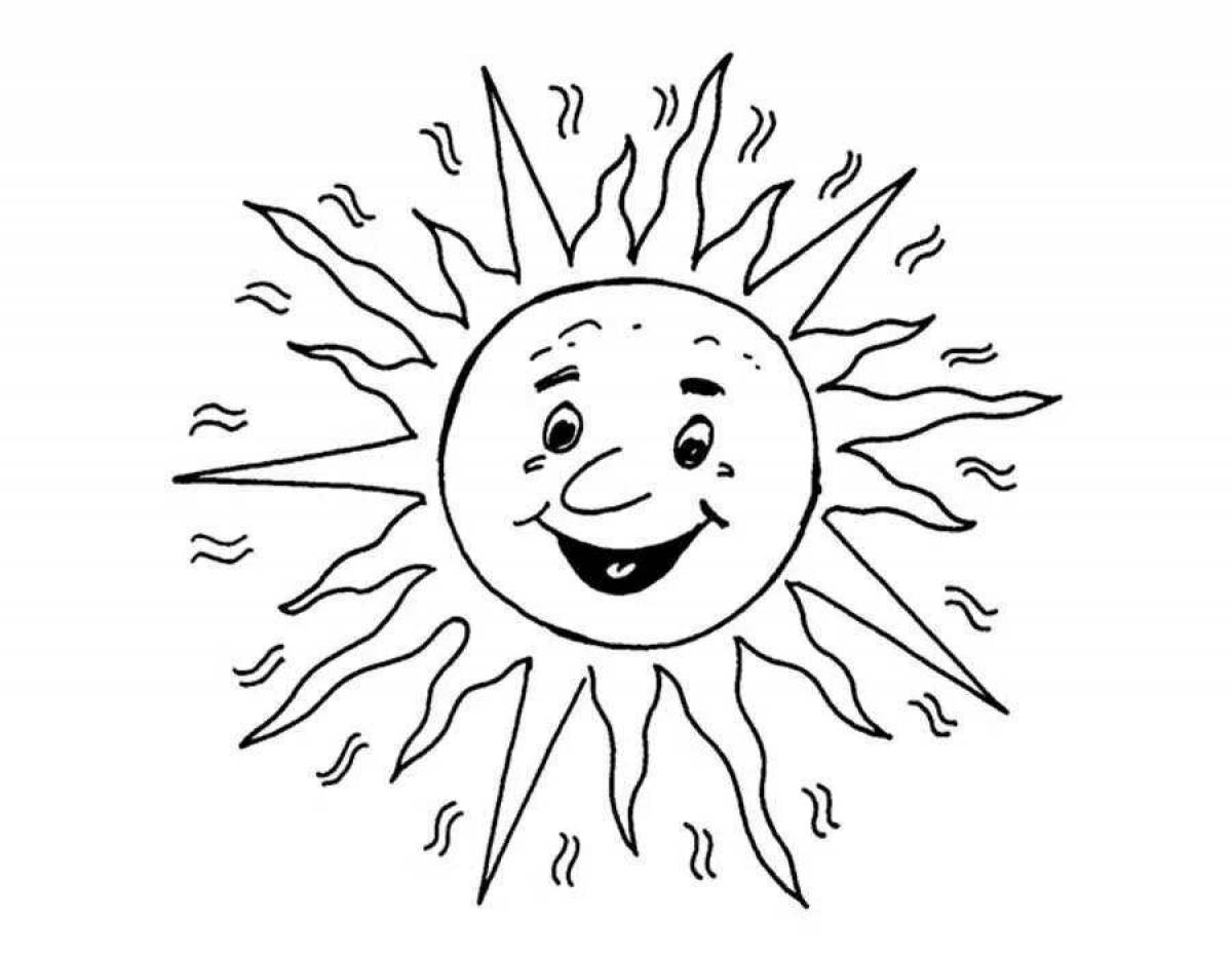 Яркая раскраска солнышко для детей
