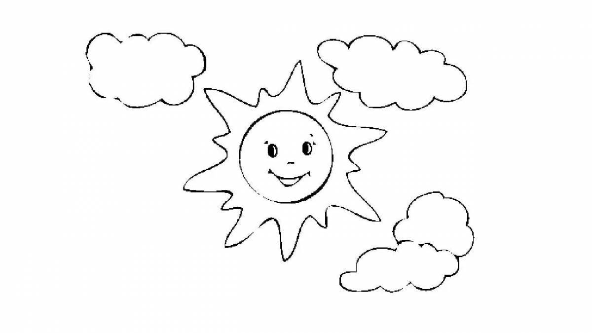 Радостная раскраска солнечная картинка для детей