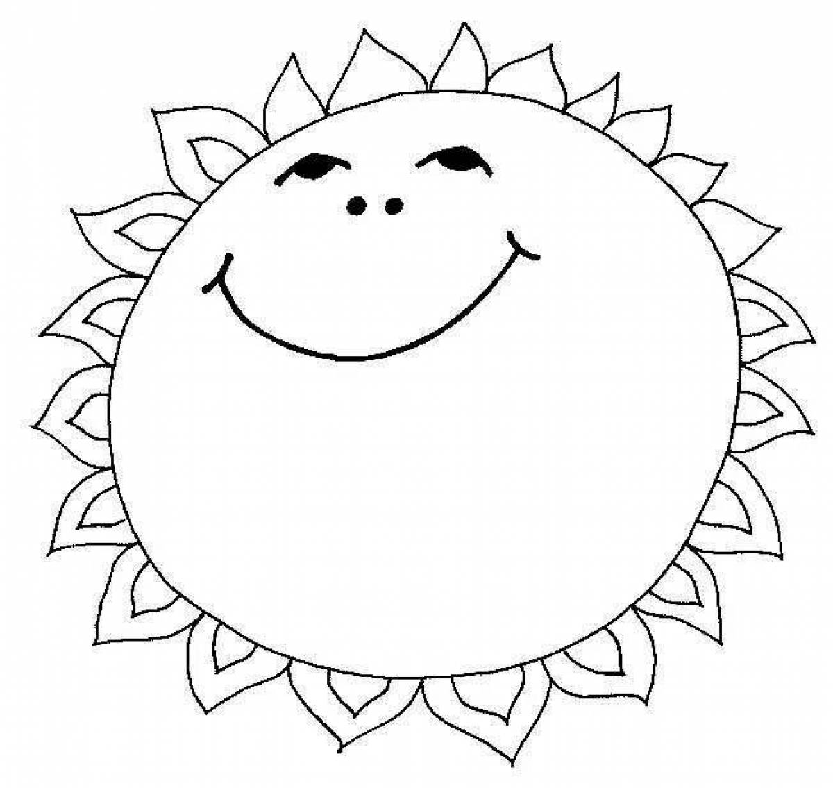 Яркая раскраска солнечная картинка для детей