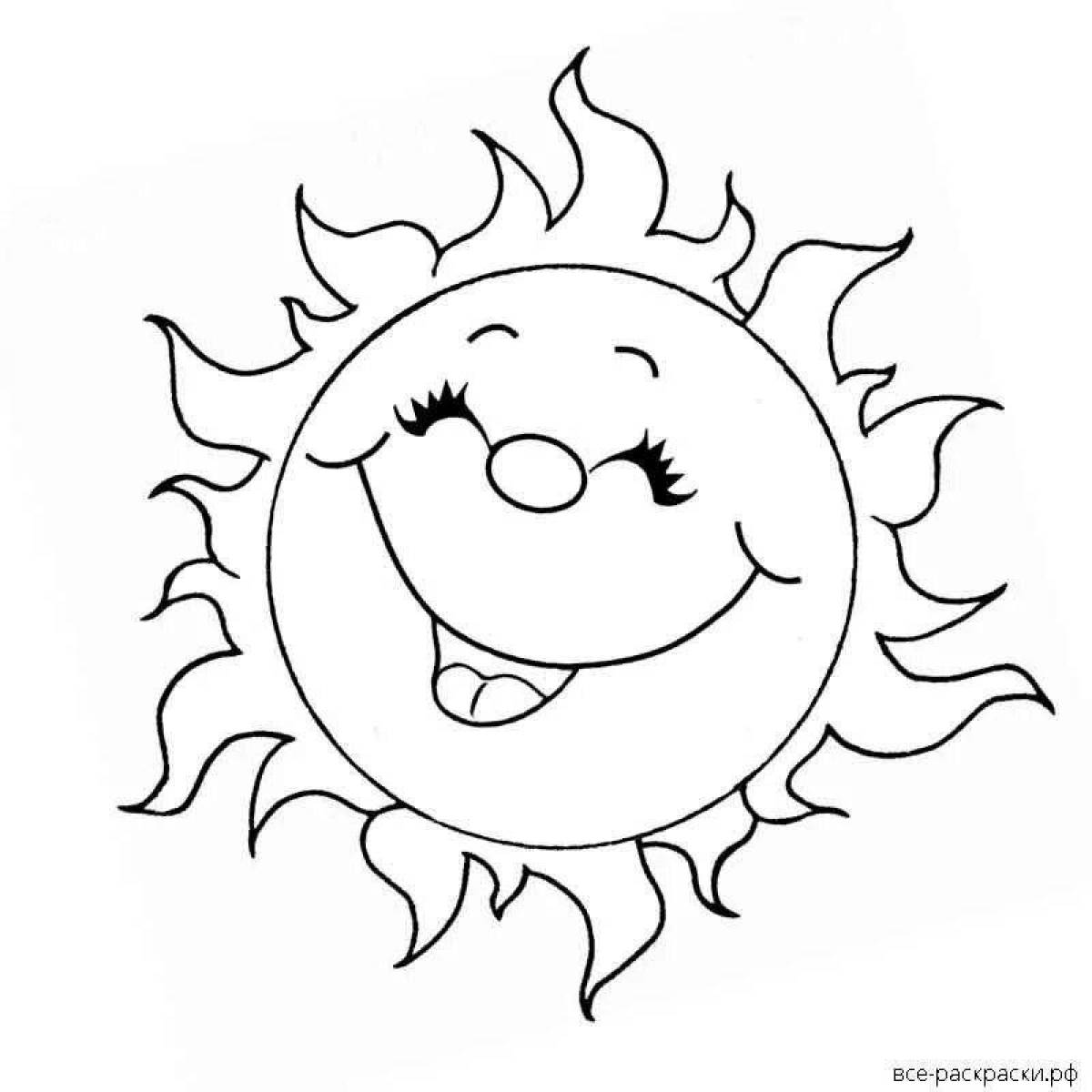 Великолепная раскраска солнечная картинка для детей