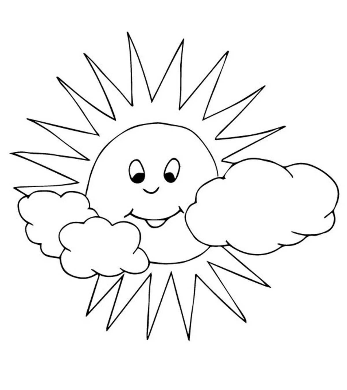 Fantastic coloring sun picture for kids