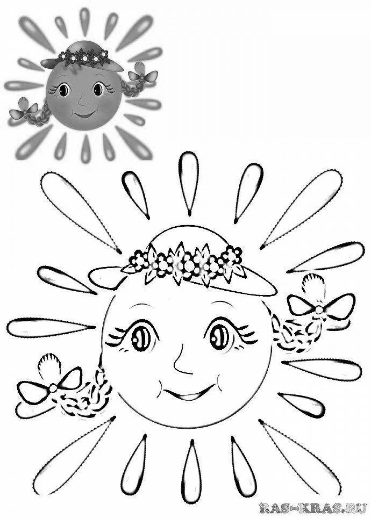 Adorable sun coloring book for kids