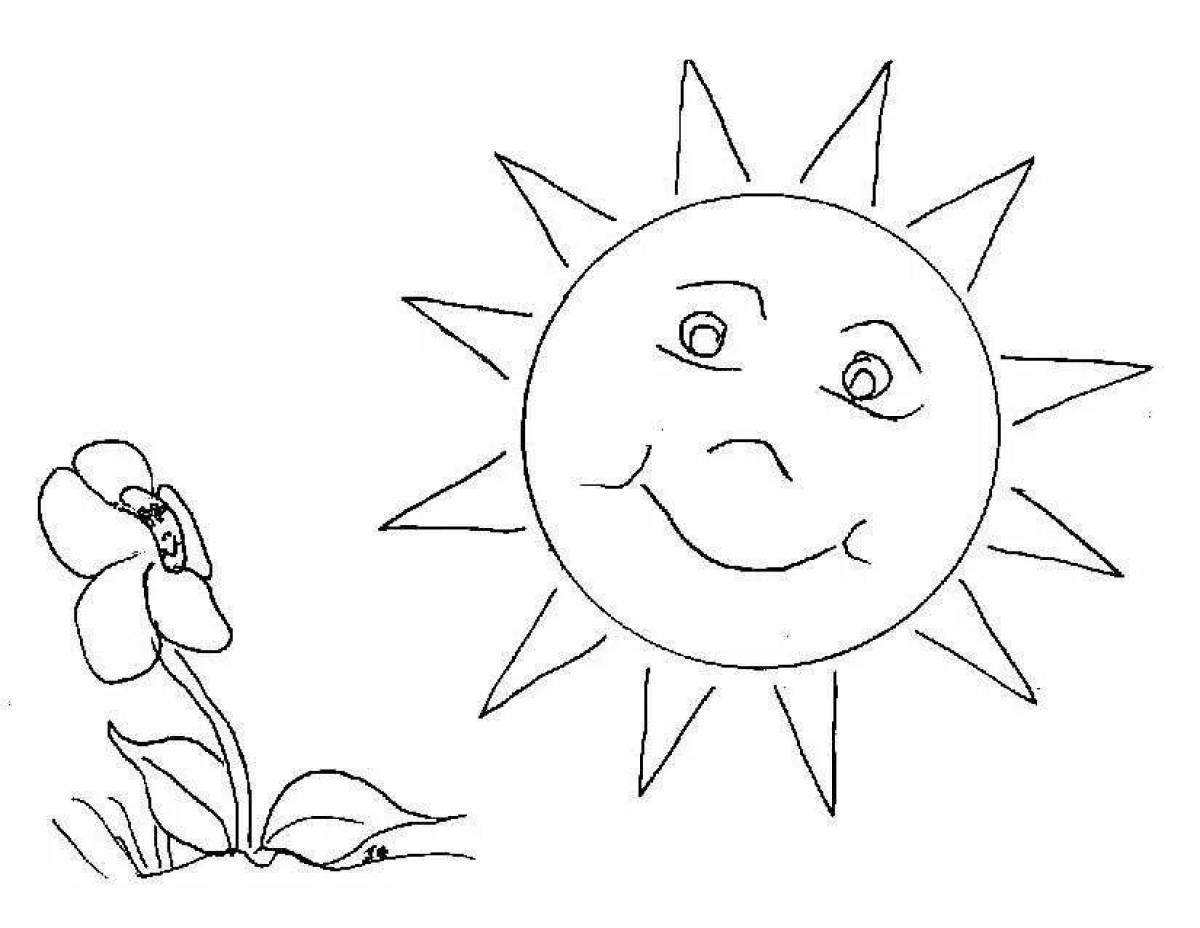 Блаженная раскраска солнечная картинка для детей