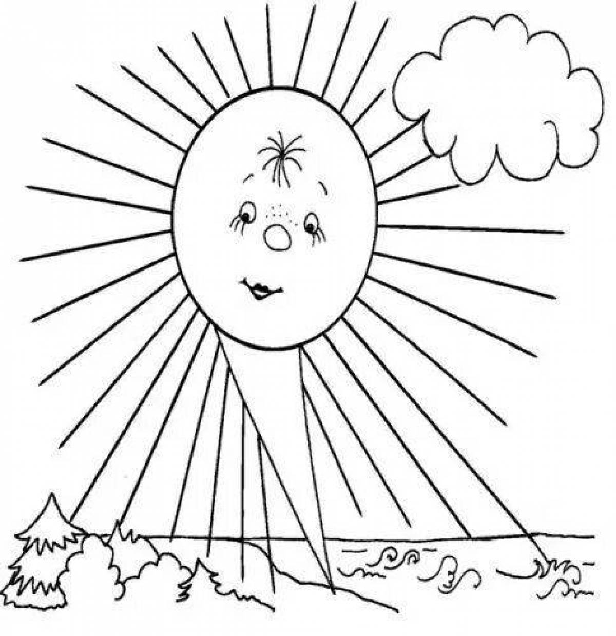 Serene coloring page sun picture for kids