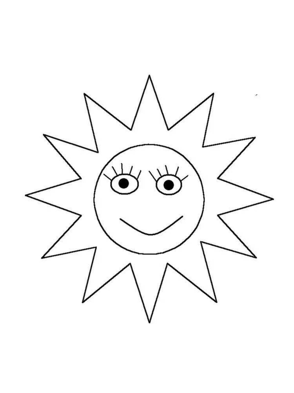 Бодрящая раскраска солнышко для детей