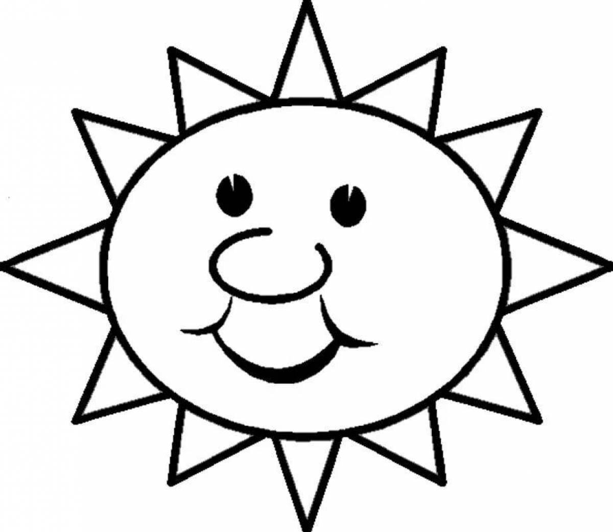 Attractive sun coloring picture for kids