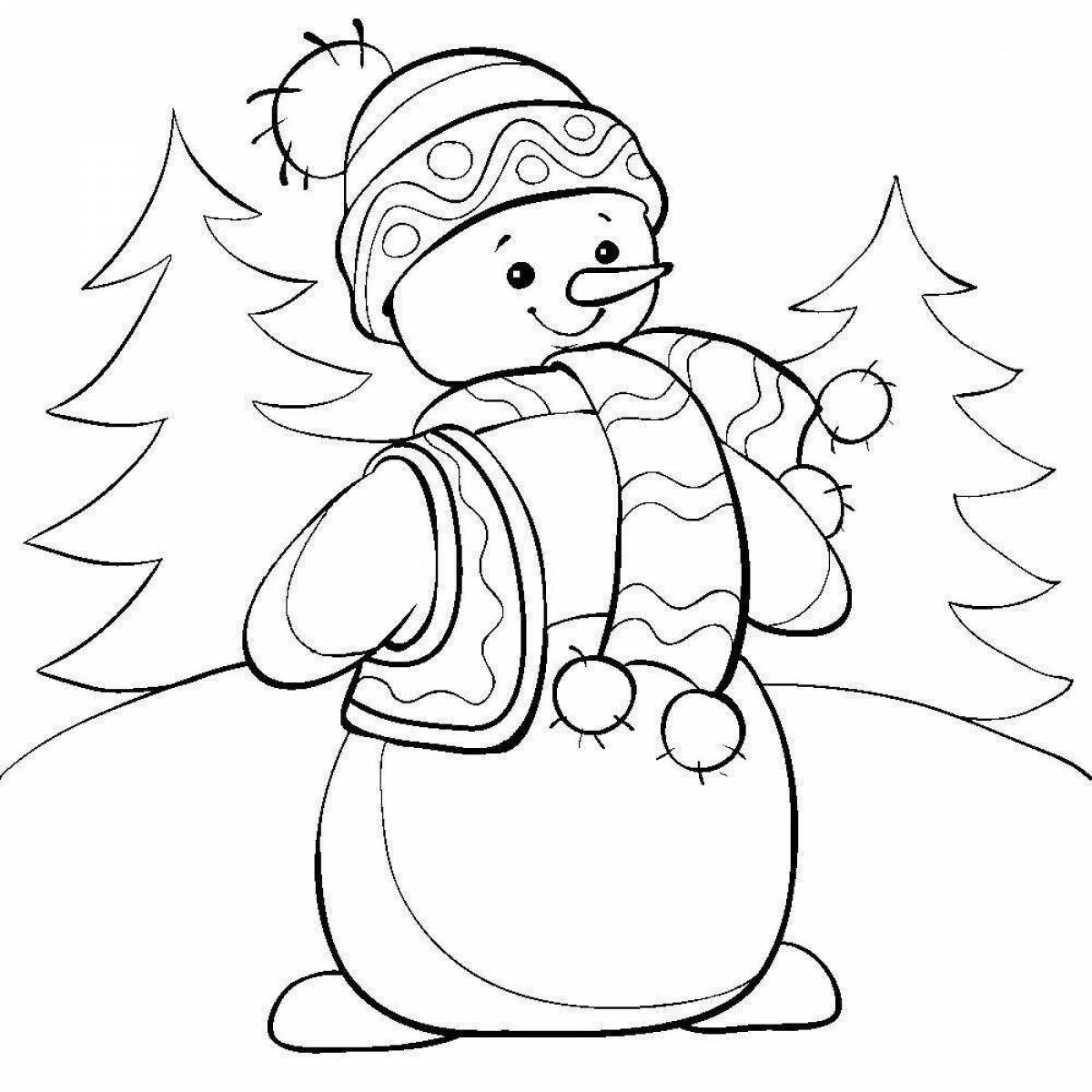 Glitter snowman coloring page