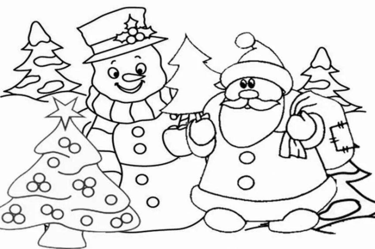 Dazzling snowman coloring page