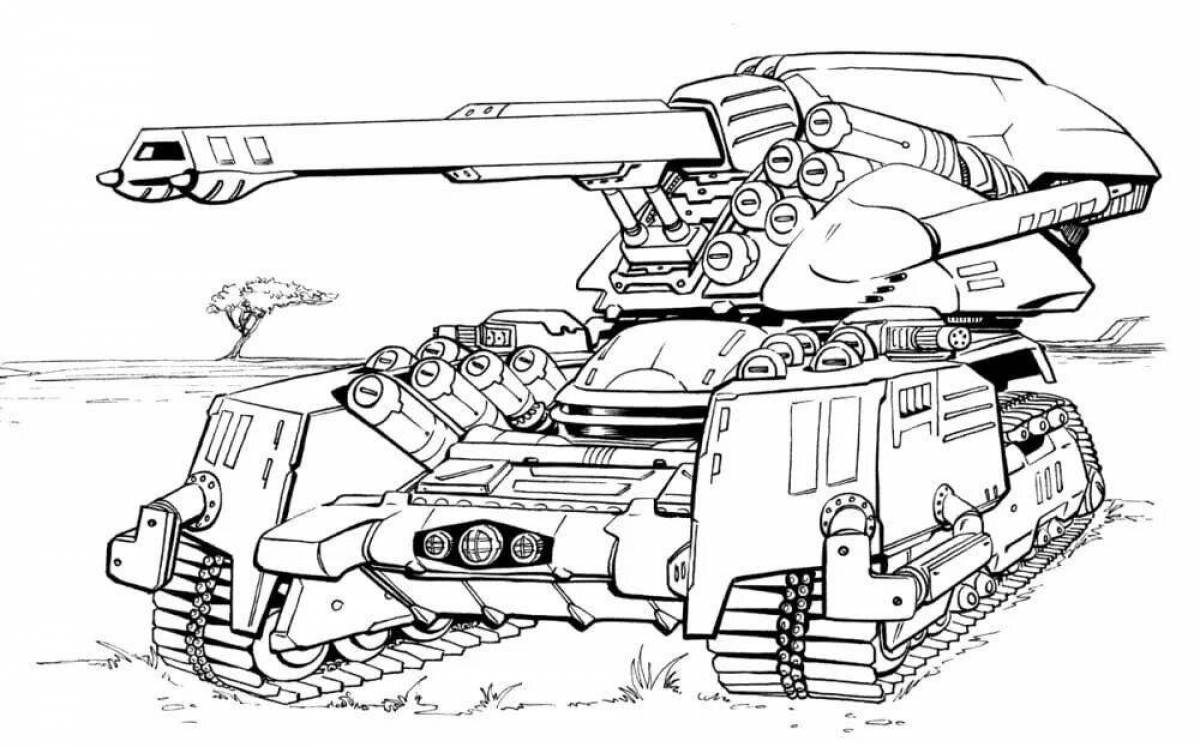 Фото Яркая мультяшная раскраска танк для мальчиков