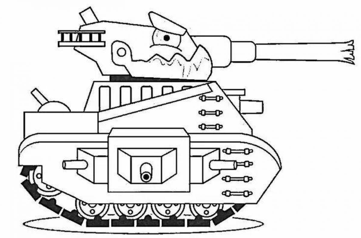 Фото Замысловатая мультяшная раскраска танк для мальчиков