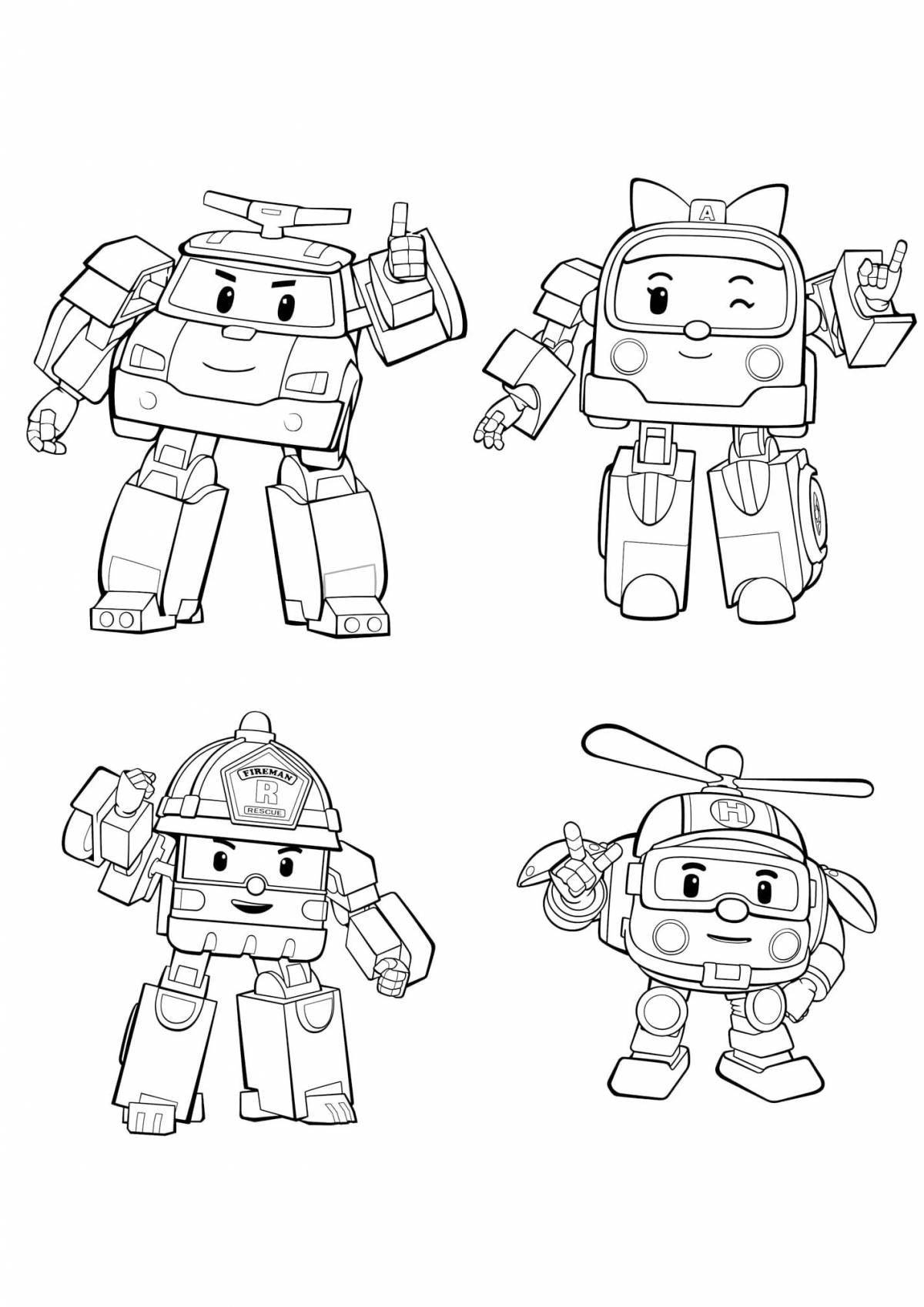 Robocar poli and his friends coloring page