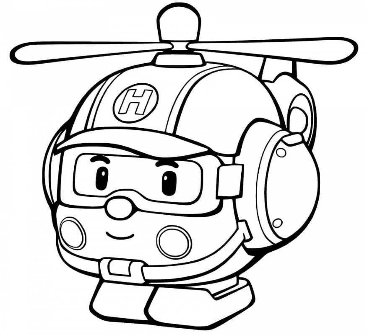 Robocar poli and his friends colorful coloring page