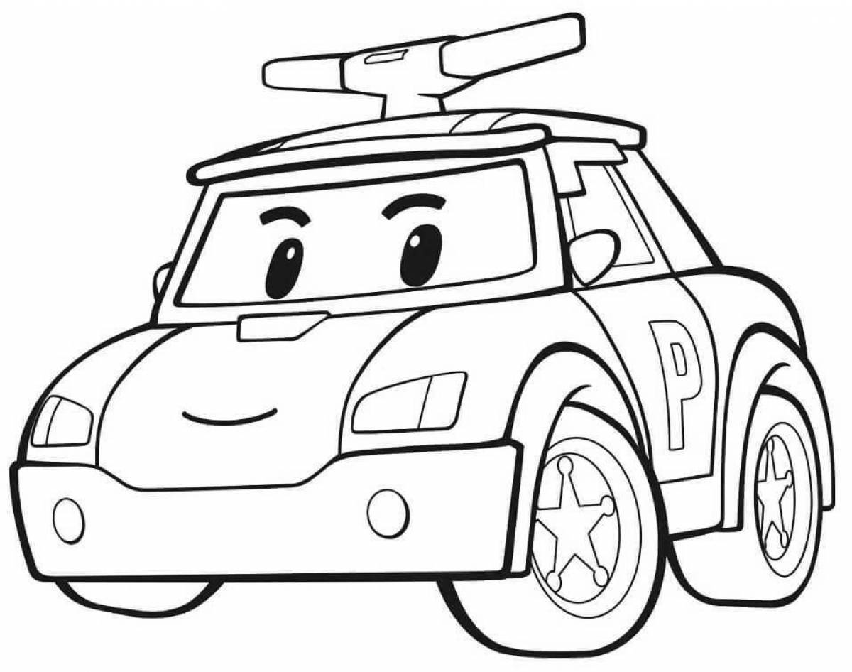 Robocar poli and his friends playful coloring page
