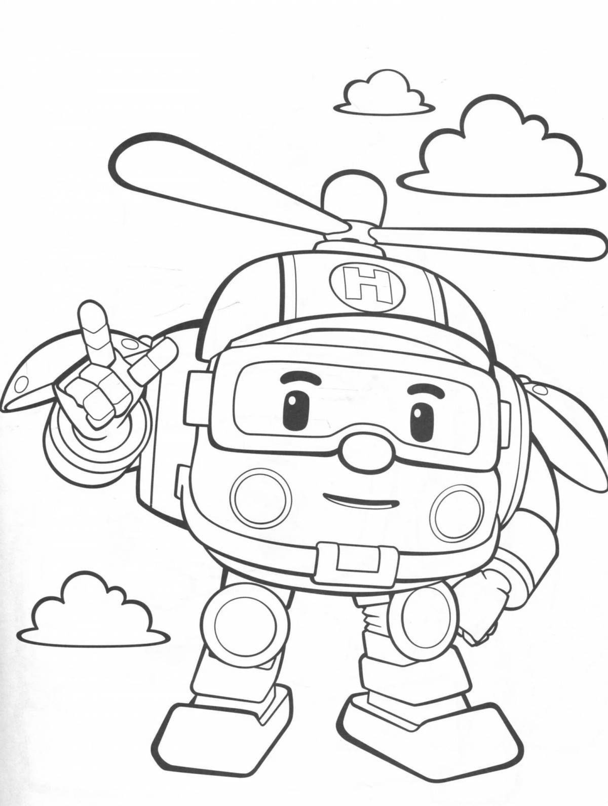 Robocar poli and his friends animated coloring page