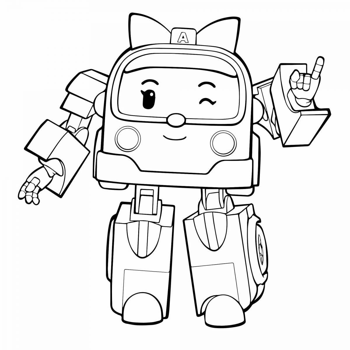 Coloring page funny robocar poli and his friends
