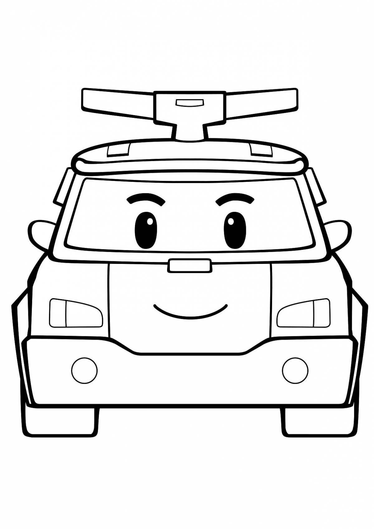 Coloring page playful robocar poly and his friends