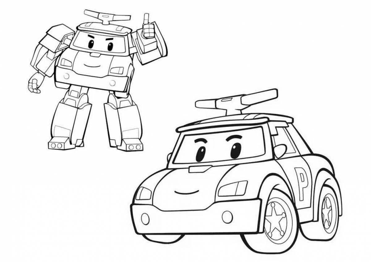 Coloring animated robocar poli and his friends