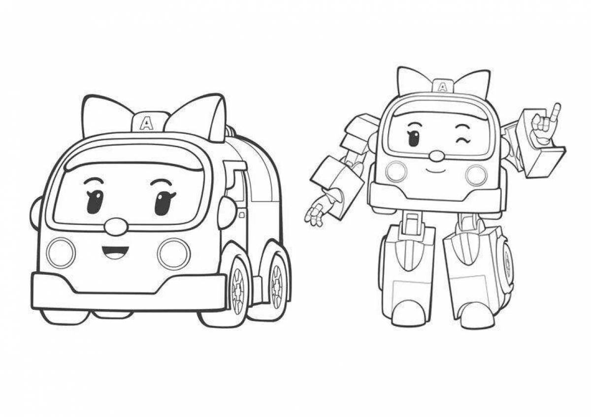 Poly's colorful robocar and his friends