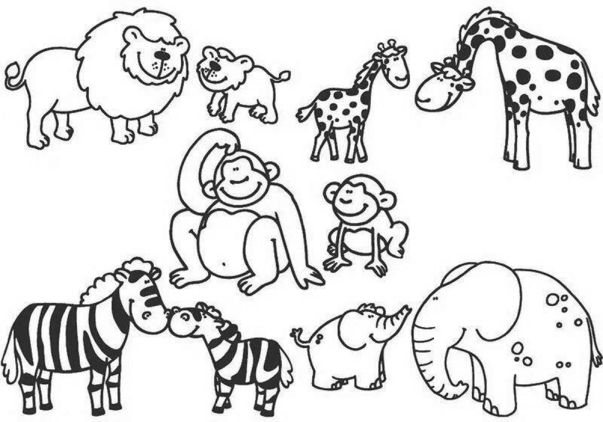 Great coloring book for kids with animals from hot countries