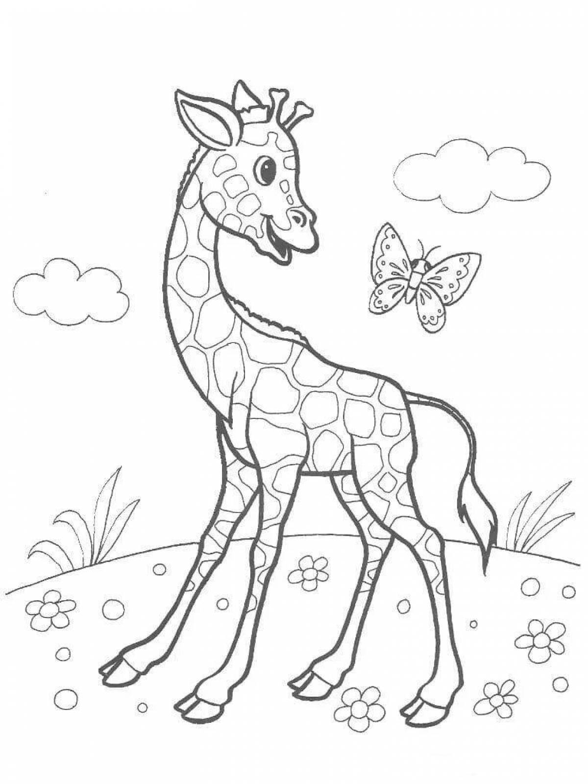 Various coloring pages for children animals of hot countries