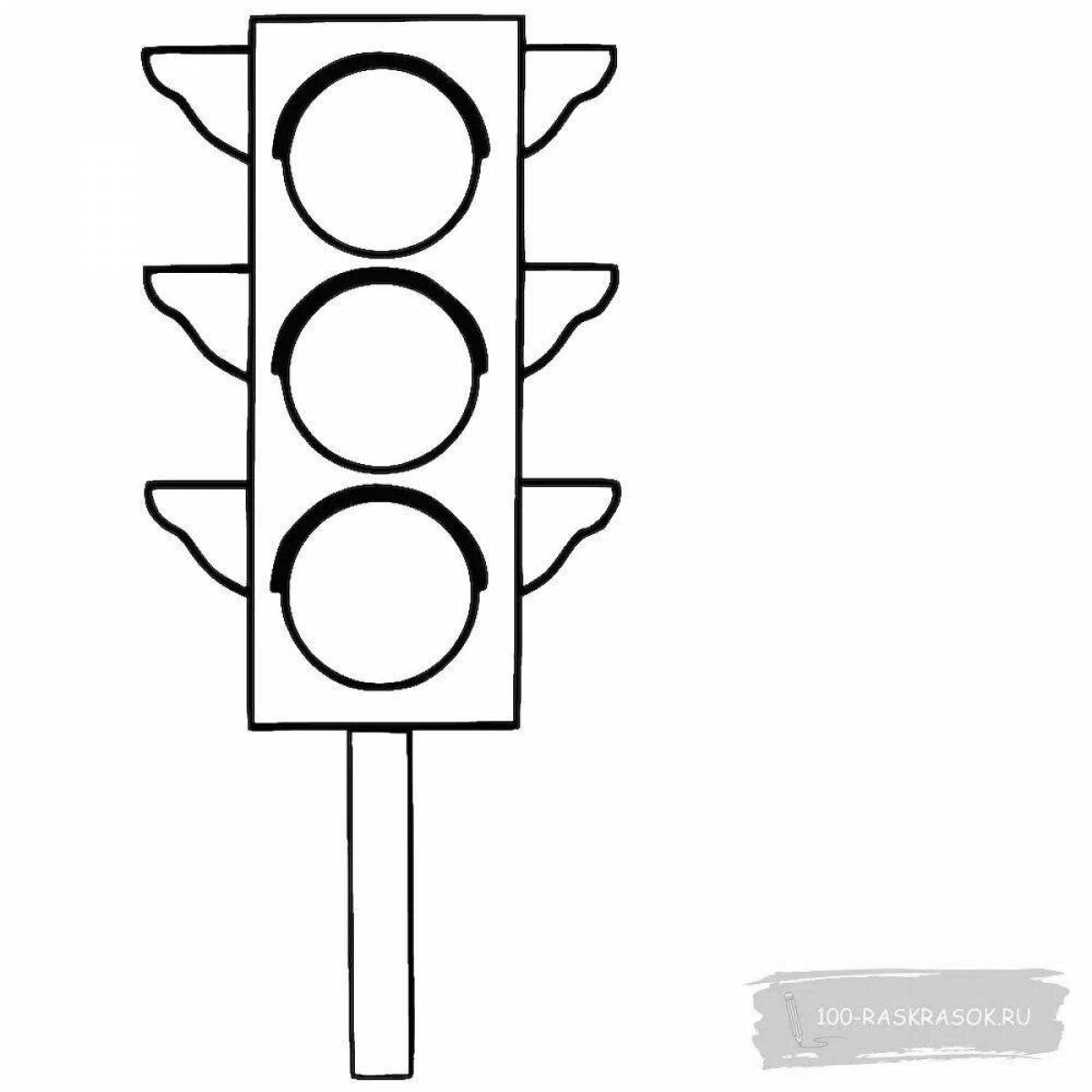 Colorful traffic light coloring page for 2-3 year olds