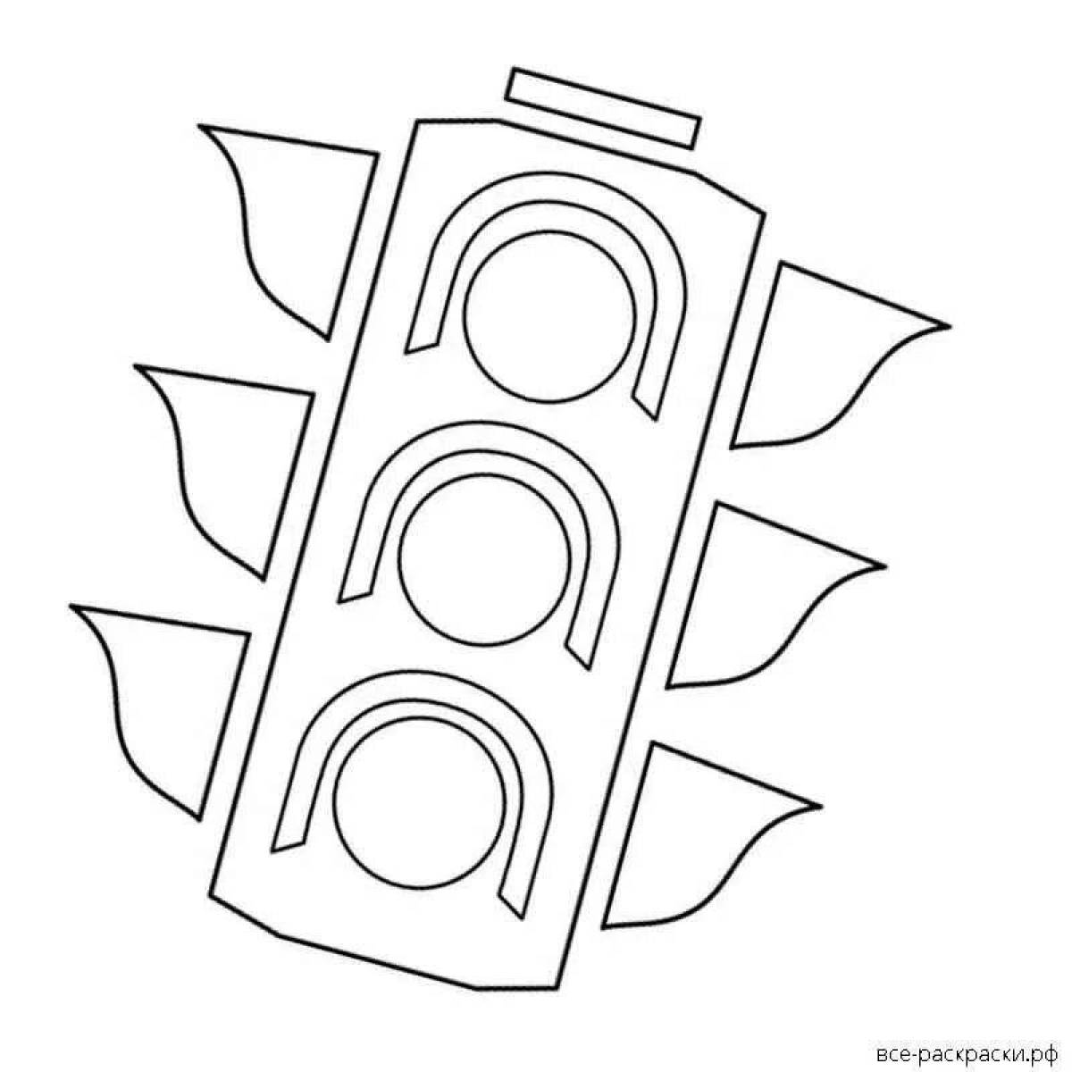 Inviting traffic light coloring page for preschoolers 2-3 years old