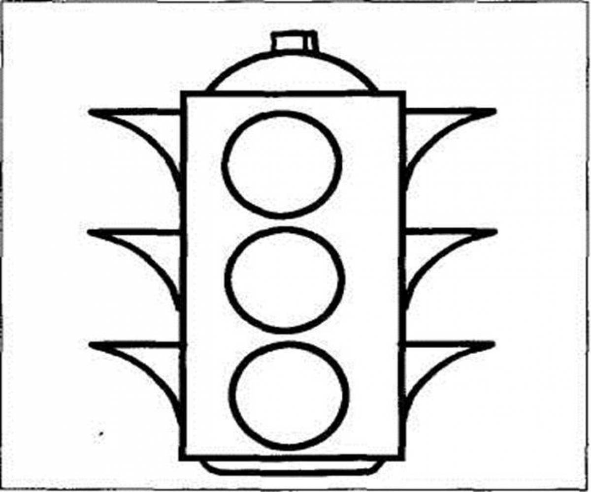 Adorable traffic light coloring page for 2-3 year olds