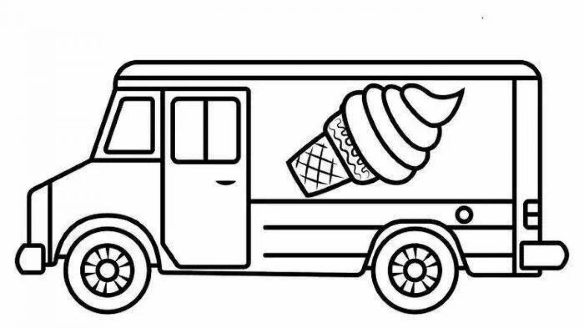Unique truck coloring page for 4-5 year olds