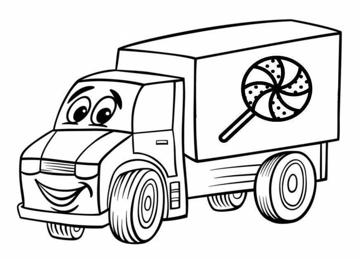 Dazzling truck coloring page for 4-5 year olds
