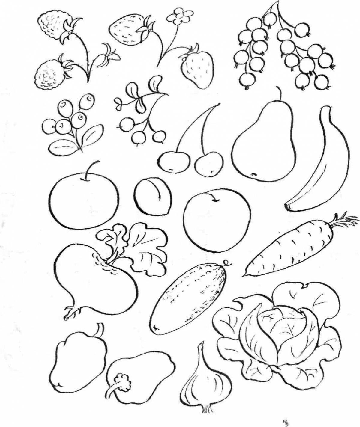 Хрустящие раскраски фрукты и овощи