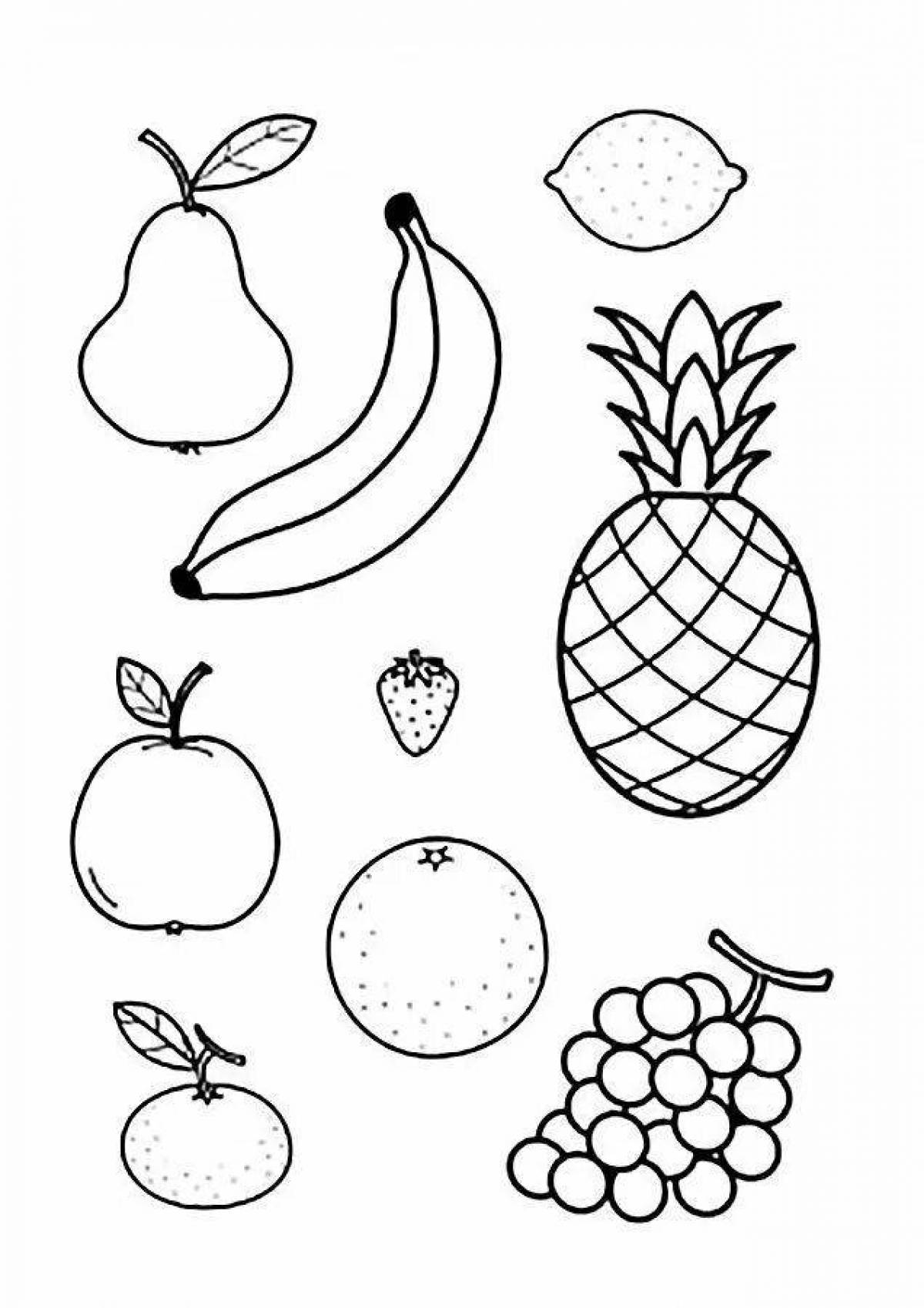 Sweet fruit and vegetable coloring pages