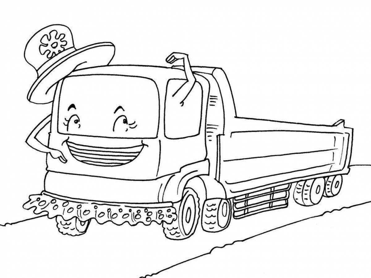 Playful truck coloring page