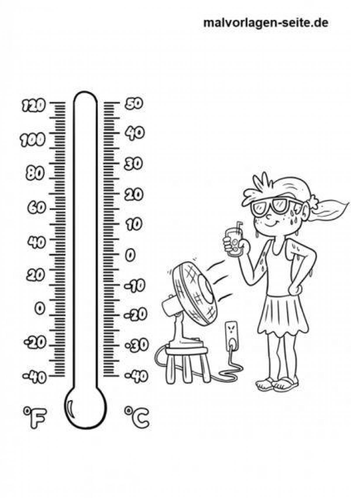 Glowing thermometer for coloring