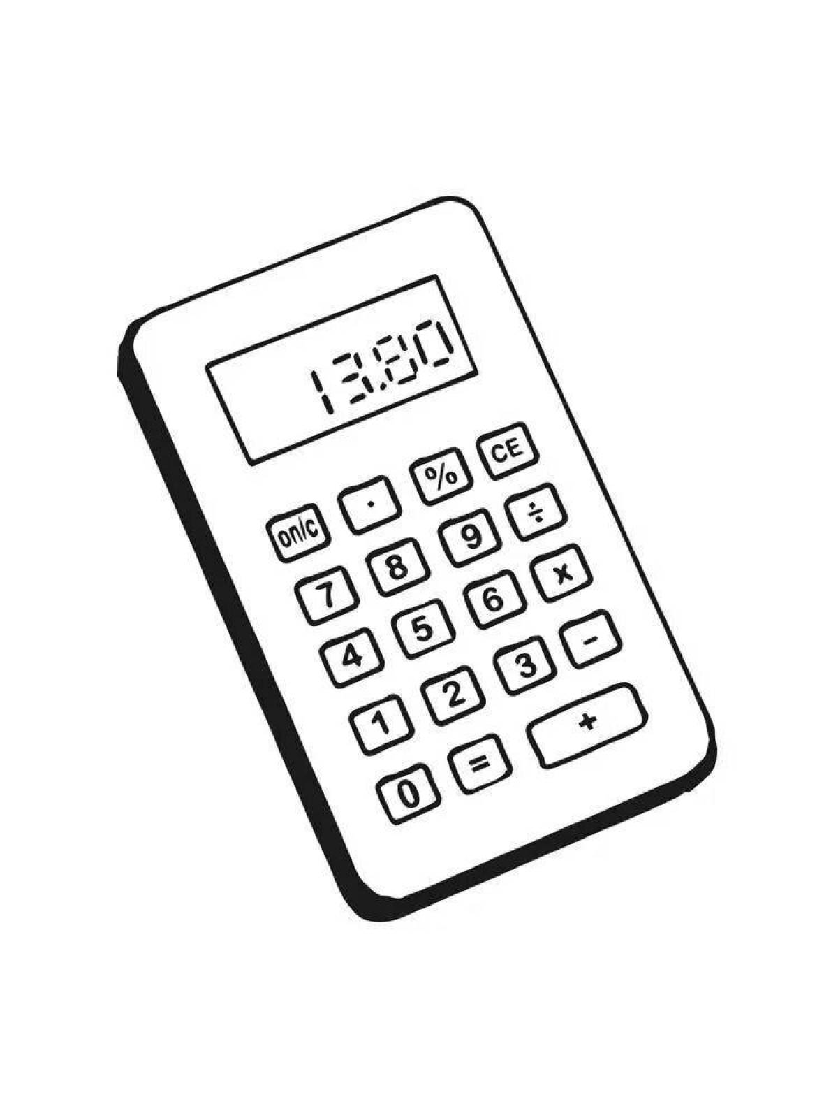 Colorful calculator coloring page